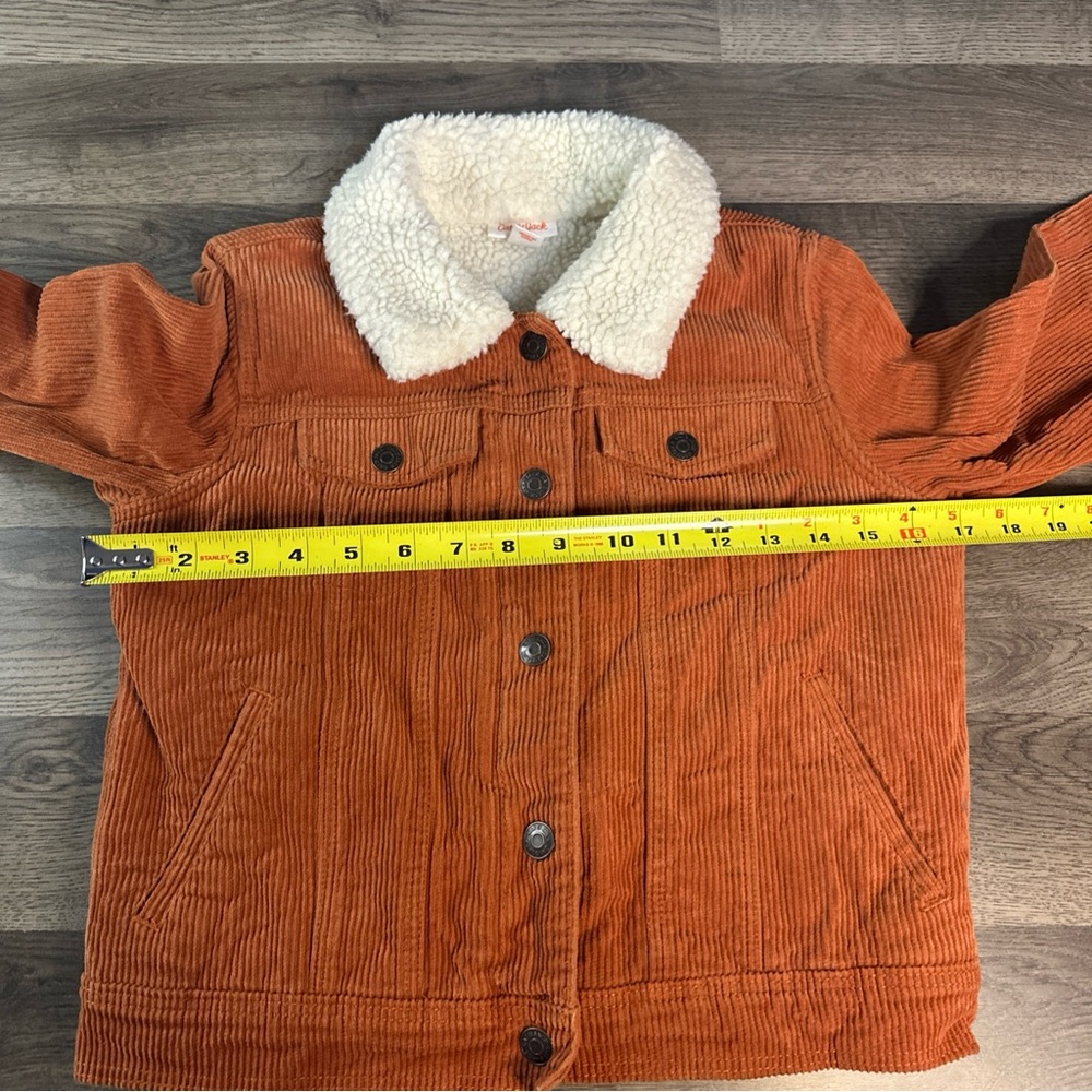 Cat & Jack girl’s Orange Corduroy Jacket with Sherpa Collar - Picture 6 of 12